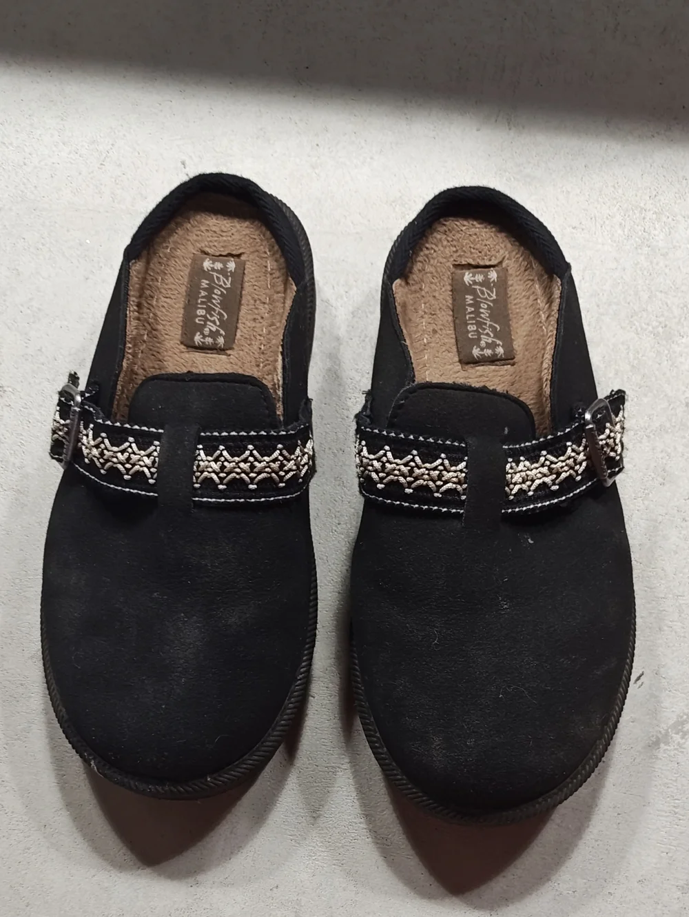 Kids Black Slip-On Clog with Decorative Woven Strap
